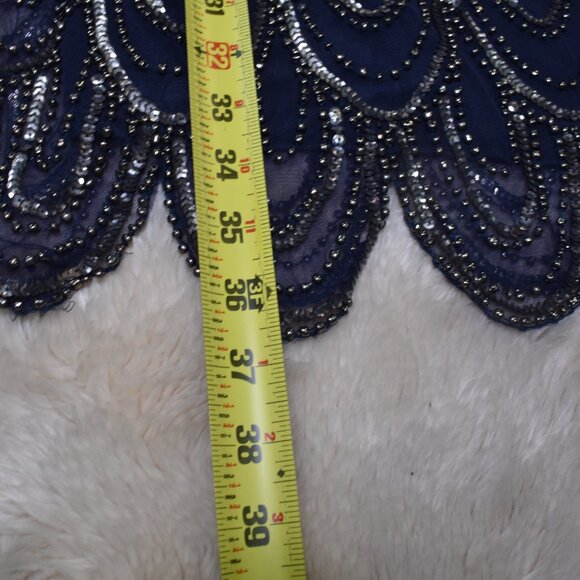 Prelude Beaded Gatsby Cocktail Party Dress Sz 6 Navy Blue Sparkly Party - Picture 14 of 16